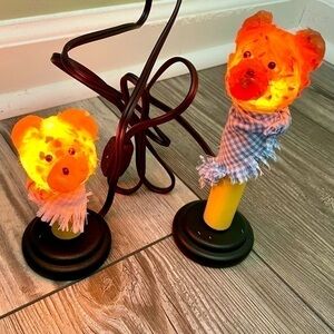 Teddy Bear Nightlight Heads | Set of 2 Nightlights | Kid's Bear Bedroom Decor
